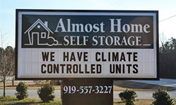 almost home self storage sign fuquay-varina